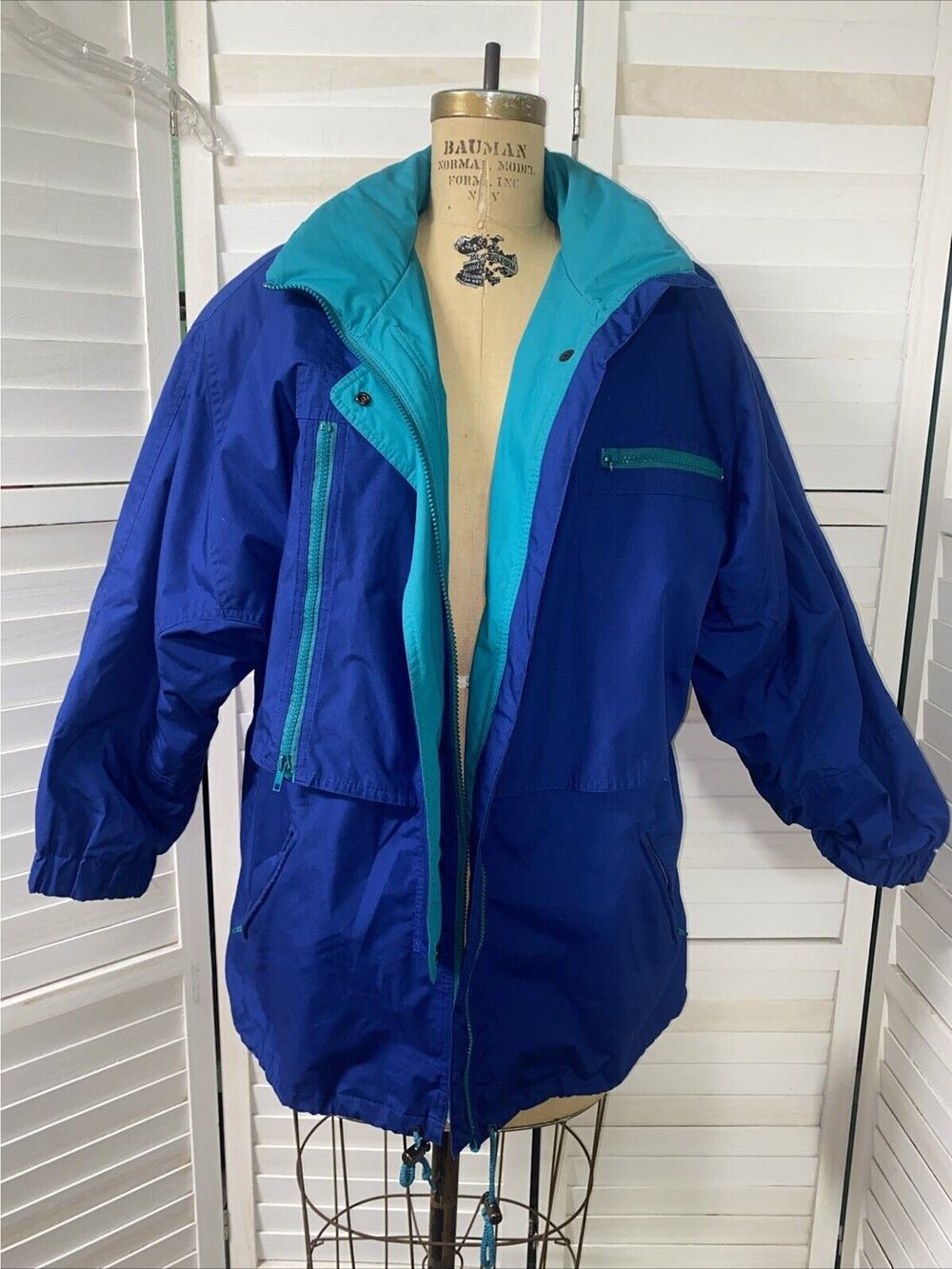 VTG London Fog Blue Women’s Removable Lined Puffer Jacket Parka Sz Large